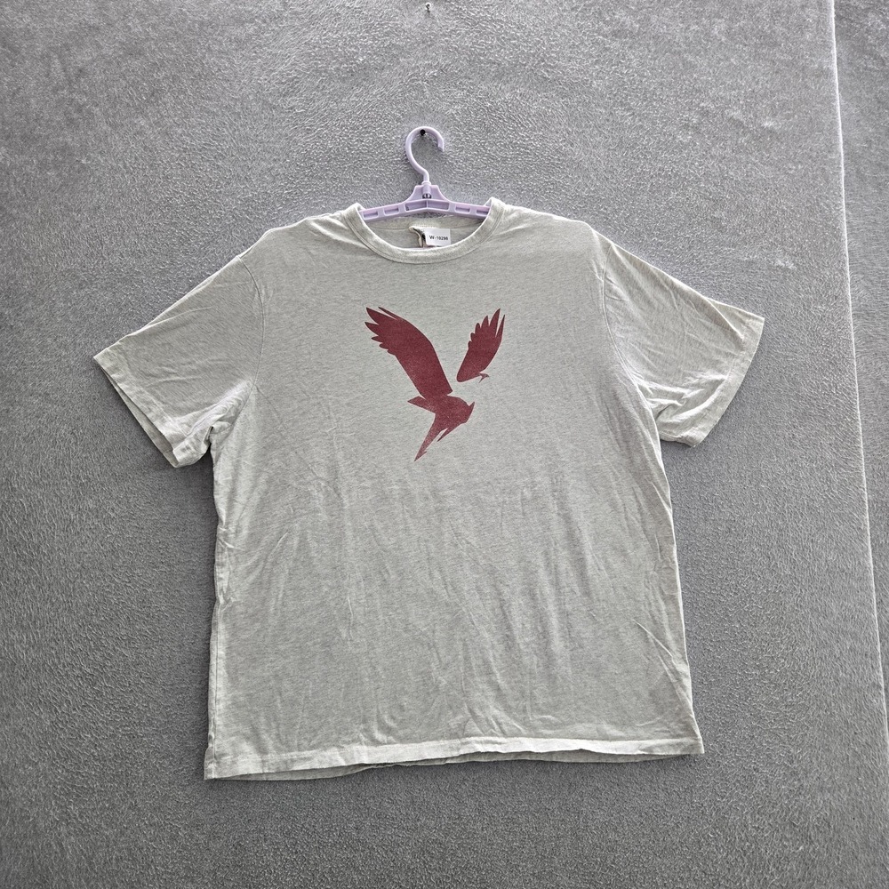 American Eagle Outfitters Men Shirt XXL Gray Bird Graphic Print Short Sleeve